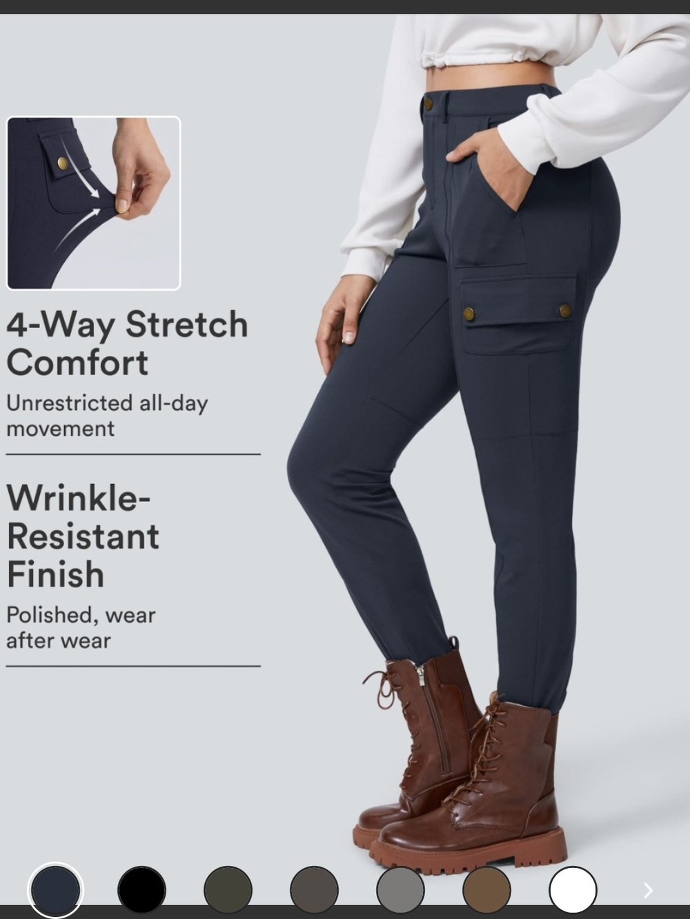 DayStretch High Waisted Zipper Pockets Solid Skinny Cargo Pants
